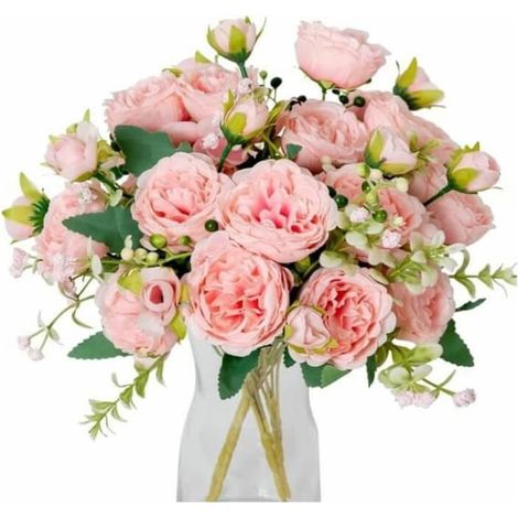 Lot de 4 bouquets de pivoines artificielles en soie, fleurs pour mariage, maison, table et fête, décoration durable (1/4)