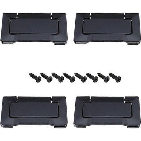 Poignées de tiroir encastrées à anneau - Alliage de zinc noir, lot de 4, entraxe de 64 mm, vis de fixation incluses (1/5)