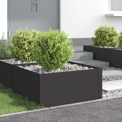 vidaXL Borde de Césped 4 uds. 60 x 60 x 35 cm Acero Negro (1/5)
