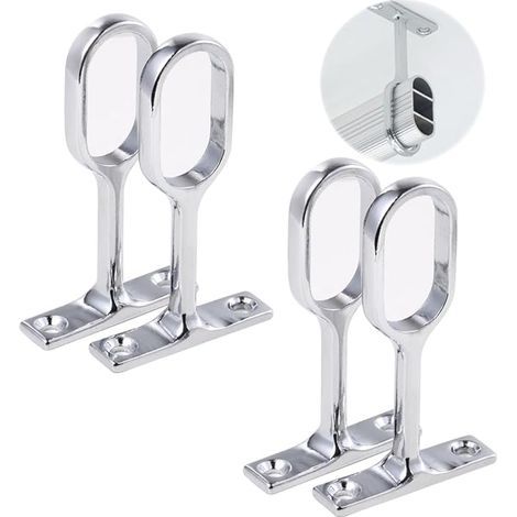 Support Tringle Penderie,Supports pour Tubes de Penderie,Support pour Barre Penderie Ovale,Support de Tige de Bride,Support Barre Penderie,Alliage de Zinc,Supports D'extrémité de Rail,16mm,4 Pcs (4) (1/5)