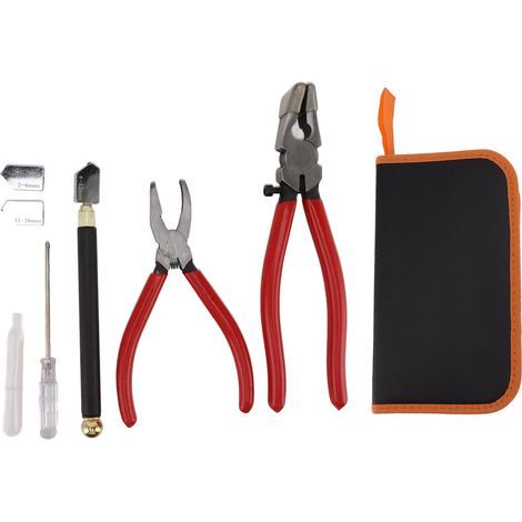 Kit d'outils de coupe-verre, pince de disjoncteur, mâchoire courbe, stylo de course, 2 lames avec tournevis compte-gouttes d'huile (1/5)