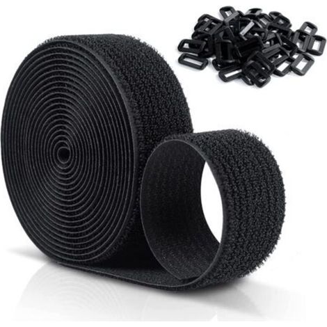 10 attaches auto-agrippantes réutilisables MX de 20 mm, colliers de serrage réglables avec 50 boucles en plastique, colliers de serrage en nylon noir avec fermeture auto-agrippante, découpables à la l