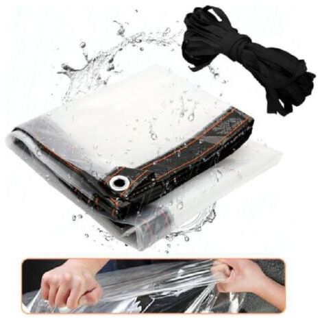 Bâche Transparente Bâche armée translucide Bâche de Protection Imperméable avec Oeillets 3x6m (1/5)