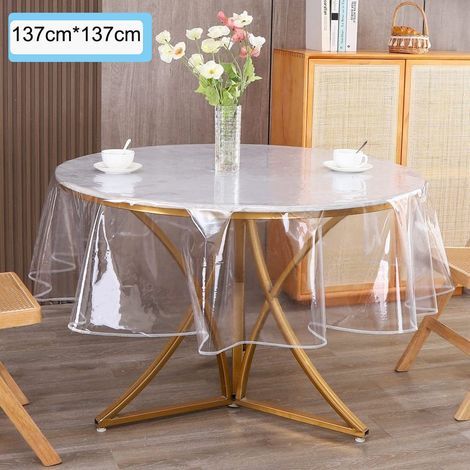 Nappe transparente en PVC imperméable 137x137 cm pour table de cuisine, café ou bureau (1/5)