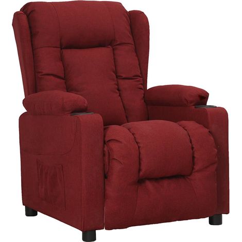 vidaXL Sillón reclinable de tela rojo tinto (1/5)