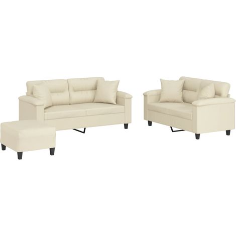 Maison Exclusive - Set di Divani 3 pz con Cuscini Crema in Similpelle