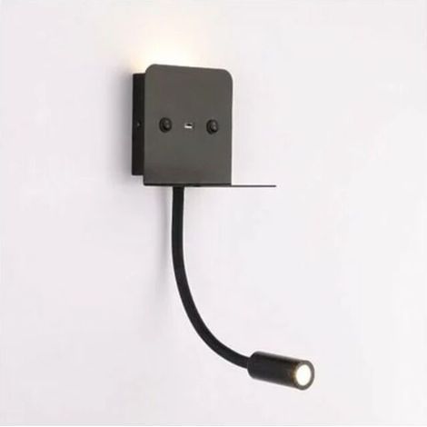 Applique murale + liseuse led "Slange" 3W avec port usb Noir (1/5)