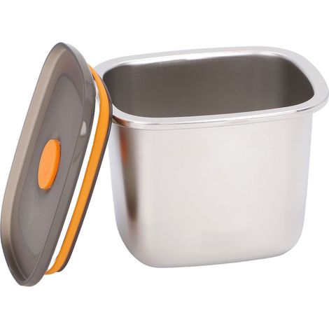 Boîtes de conservation avec couvercles hermétiques en acier inoxydable 304 et polypropylène, empilables, idéales pour la préparation des repas et la conservation des restes. Contenance : 550 ml. Dimen (1/5)