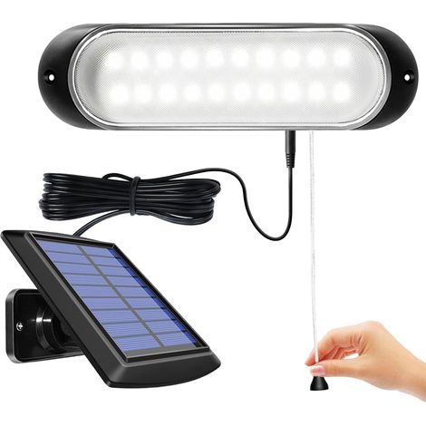 Lampe Solaire Suspendue d'intérieur d'extérieur IP65 étanche 20LED Lumière Solaire d'appentis avec String Control Lampes Solaires pour Jardin, Garage, Chemin (1) (1/5)