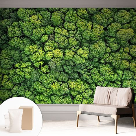 Papier peint intissé pour salon chambre à coucher peint imprimé Installation facile - Colle incluse gratuite Panorama forestier 312x219 cm (1/5)
