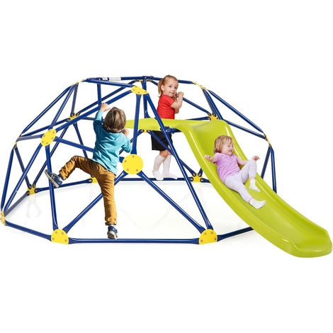 COSTWAY Cúpula de Escalada, Juego de Cúpula Geométrica con Tobogán Resistente, hasta180 KG, Cojín de Tela, Parque Infantil Interior y Exterior para Niños de 3-10 Años, Patio, Jardín, Parque (1/5)