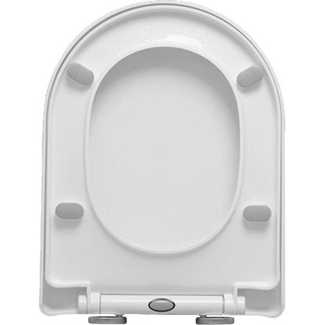D-shaped toilet seat with soft-close mechanism, modern, white, easy to clean, adjustable and fixed hinges, quick release, D-shape (36 x 46 cm) (1/4)