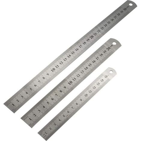 3 pcs Règle en Acier Inoxydable,Règle de Mesure en acier Inoxydable à échelle Double face,Différentes Tailles de Règle en Acier Inoxydable de Précision Robuste