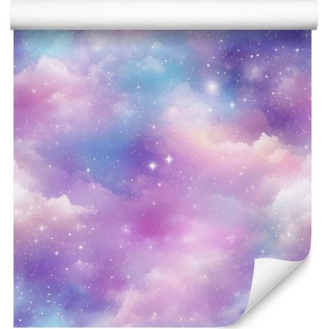 Carta da parati acquerello galassia lavanda, viola, blu e azzurro 50x1000 cm (1/5)