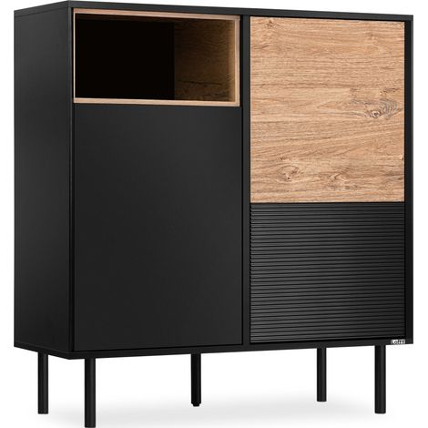 KONSIMO LOFTY Kommode Außenseiteneinlage , schwarz / Eiche natur (1/5)