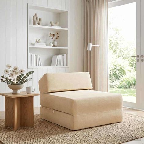 Sofá Cama Plegable Crema 60 x 70 x 41 cm Tela