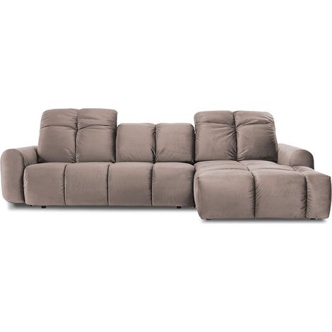 Canapé Velours Convertible Angle droit Beige Anacapri - 3 Places (1/5)