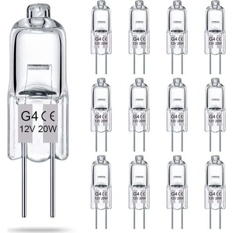 Aimoonsa – Ampoule halogène G4 12V 20W – 2700K blanc chaud – 280 lumens – Dimmable – Pour lustres et éclairages décoratifs (12 pack) - 12pack (1/5)