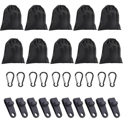 Sacs de lestage résistants au Vent avec mousquetons et Clips 4 Pcs Remplissage Flexible, Fixation Sans Outil pour Nappes, Tentes, Jardin, Camping (1/5)