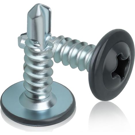50PCS Vis Autotaraudeuses à Tête Cylindrique Cruciforme M4,2 x 16mm  Vis Autoforeuses Peintes vis Autotaraudeuses en Acier Inoxydable Oxyde Gris vis Autoperforante Tete Plate pour Métal Acier (1/5)