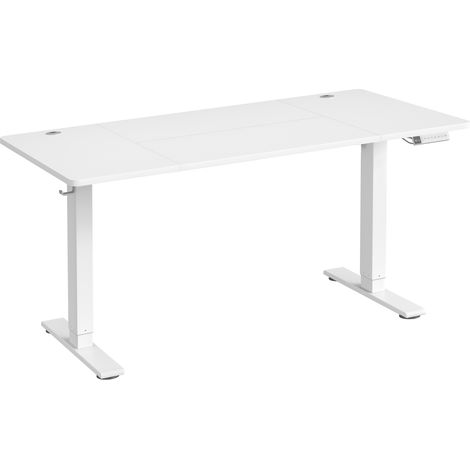 Bureau Assis-debout, Réglable en hauteur, 140 x 80 cm, avec Port USB-C, Fonction Mémoire 3 Hauteurs, Blanc (1/5)