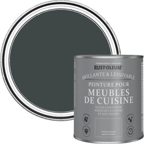 Peinture Noire pour Meubles de Cuisine, Finition Brillante - Sable Noir 750ml (1/5)