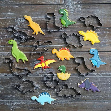 Emporte-pièces dinosaures en acier inoxydable, moule à gâteau 3D en fondant, cadeau pour enfants (1/4)
