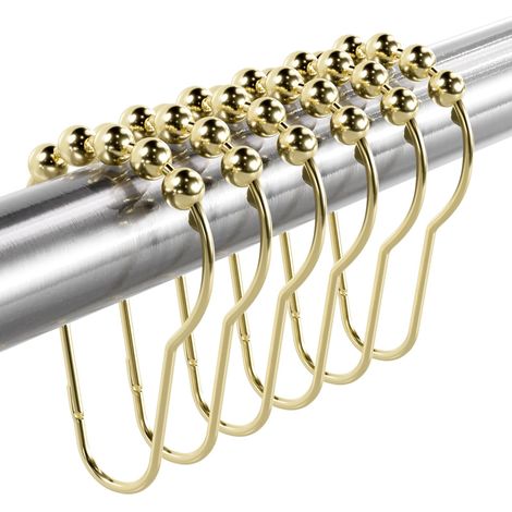 Anneaux De Rideau De Douche - Métal Antirouille - Pour Tige De Douche Et Rideau - Lot De 12 - Bronze (1/5)
