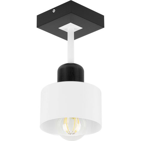 Lámpara de techo negra de madera y metal de estilo escandinavo, 1xE27, iluminación LED moderna para salón, cocina, dormitorio, habitación infantil, loft. (1/5)