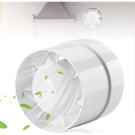 Ventilatore in linea da 100 mm, aspiratore, ventilatore a parete per condotti, funzionamento silenzioso per la ventilazione di bagni, servizi igienici, cucine, serre (43 dB) (1/5)