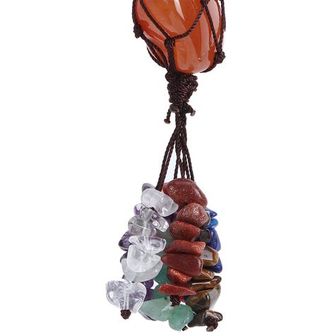Pendentif en pierres naturelles aux 7 couleurs, orné de cristaux de guérison des chakras. Décoration à suspendre pour voiture ou maison. (1/5)