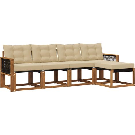 vidaXL Outdoor Sofa Set 5 pcs Natural and Beige (1/5)