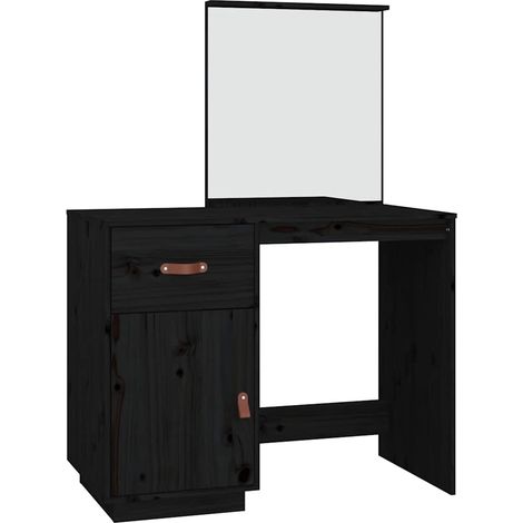 Coiffeuse Noir 95x50x134 cm Bois de pin massif