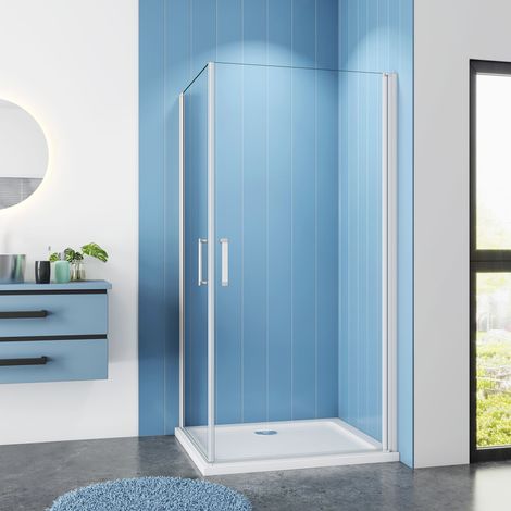 90x90x185cm ESG Nano Glas Drehtür Eckeinstieg Pendeltür Duschkabine eloxierten mit mit Elektrophorese (1/5)