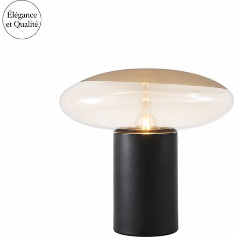 Lampe à poser en verre design postmoderne, lampe de chevet 19 noir D35H32cm, lumière chaude bouton, 43 × 38 × 43 cm, 7 kg – Livraison gratuite