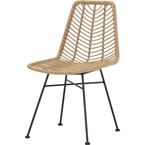Chaise en rotin synthétique naturel noir 46 x 60 x 83 cm