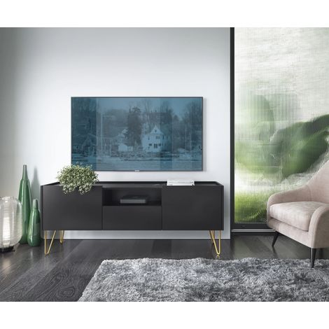 AX LIVING TV Lowboard Schwarz Acalia 144 cm Modern in Schwarz