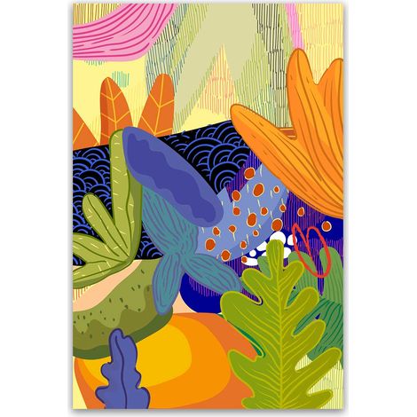 Tableau abstrait tropical moderne coloré