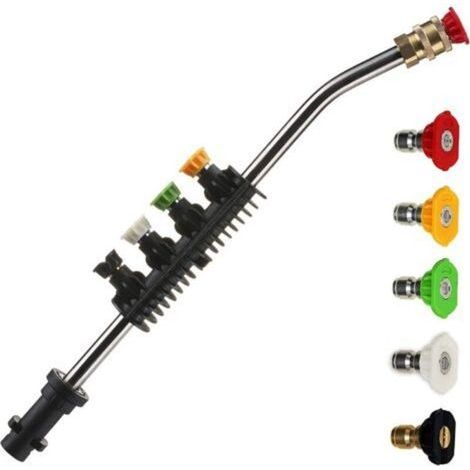 Rallonge de pistolet de nettoyage haute pression, 38 cm Pistolet de rechange avec 5 buses de nettoyage à jet, rallonge de pistolet de pulvérisation pour Kärcher série K2 K3 K4 K5 K6 K7 K (1/5)