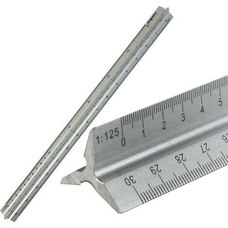 Dapetz ® Triangular Aluminium Tri Scale 300mm Metal Ruler Architects Engineers Rule 12" Cast Aluminium Scale Rule With Triangular Body For Safer Cutting