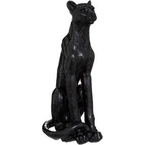 Atmosphera – Statuette déco léopard 90cm en oxyde de magnésium – Design moderne – À poser – Couleur noire