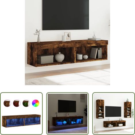 LED-Leuchten - TV-Schränke mit LED-Leuchten 2 Stk. Räuchereiche 60x30x30 cm (1/5)