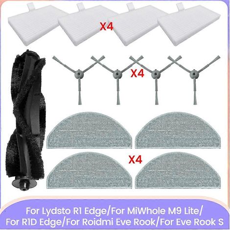 Pièces détachées pour Lydsto R1 Edge/MiWhole M9 Lite/R1D Edge/Roidmi Eve Rook/Eve Rook S : brosse principale, filtre HEPA et chiffon de nettoyage. (1/5)