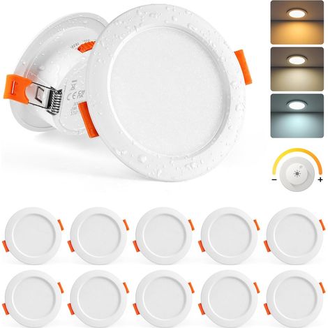 Spot LED Encastrable Salle de Bain, 5W Spot LED Extra Plat Blanc Chaud Blanc Neutre Blanc Froid, Spots Encastrable 68mm, Spots de Plafond pour Cuisine Salon, Lot de 10