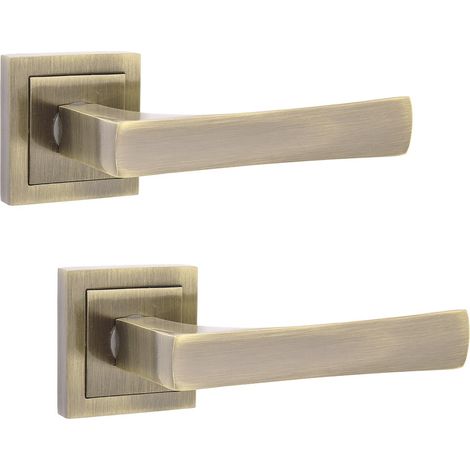 Manija de puerta interior con roseta cuadrada, pátina IWA