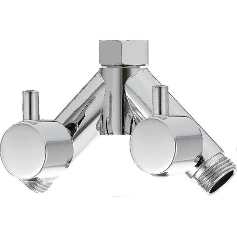Robinet d'arrêt de douche en laiton avec inverseur, raccord en Y à 2 voies, 1/2 pouce, compatible avec flexible et pommeau de douche, chromé - Parfait