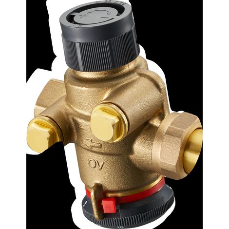 OVENTROP Vanne de régulation indépendante de la pression Cocon QTZ avec raccord et filetage intérieur PN 25 DN 20, R 3/4 x Rp 3/4, 250-1800 l/h, sans vannes de mesure, EZB laiton, 1143606