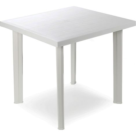 Progarden – Table de jardin en résine blanche – Dimensions 80x75xh72 cm – Résistante aux intempéries – Amovible pour rangement facile