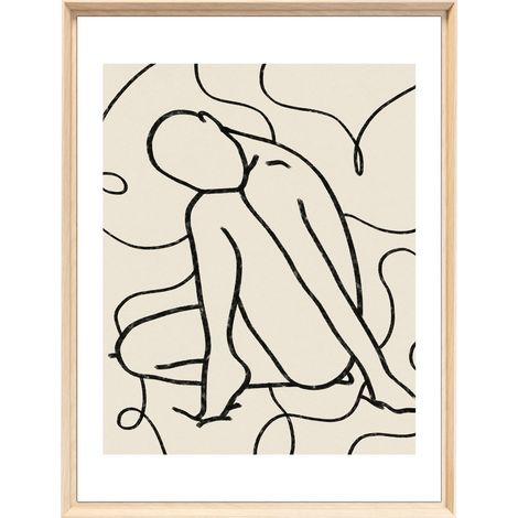 Tableau mural encadré silhouette humaine line art 60x80 cm - Tableau Mural Décoratif - Image Encadrée Imprimée en HD - Impression 60x80 cm sur Fibres de Bois FSC - Finition Mate - Fabriqué en France (1/5)