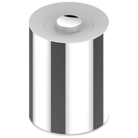 Poubelle Keuco Plan avec couvercle 04989070051 5 l, conteneur à déchets / poubelle cosmétique, modèle sur pied, bac intérieur amovible, acier inoxydable / blanc